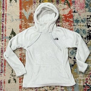 Women's The North Face White Plush Hoodie Fleece Pullover Outerwear